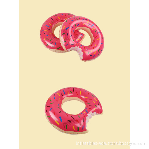Pink and Brown donuts thickened with environmentally friendly PVC material adult children inflatable water swimming rings